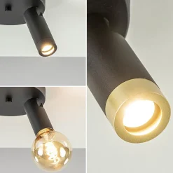 Straluma 2-Lichts plafondspot mat zwart met gouden accent><noscript><img width=