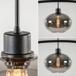 Straluma 3-Lichts retro hanglamp zwart met smoke glas><noscript><img width=