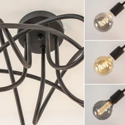 Straluma 5-Lichts retro plafondlamp mat zwart><noscript><img width=