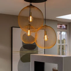 Straluma 3-Lichts ronde hanglamp goud/mat zwart><noscript><img width=