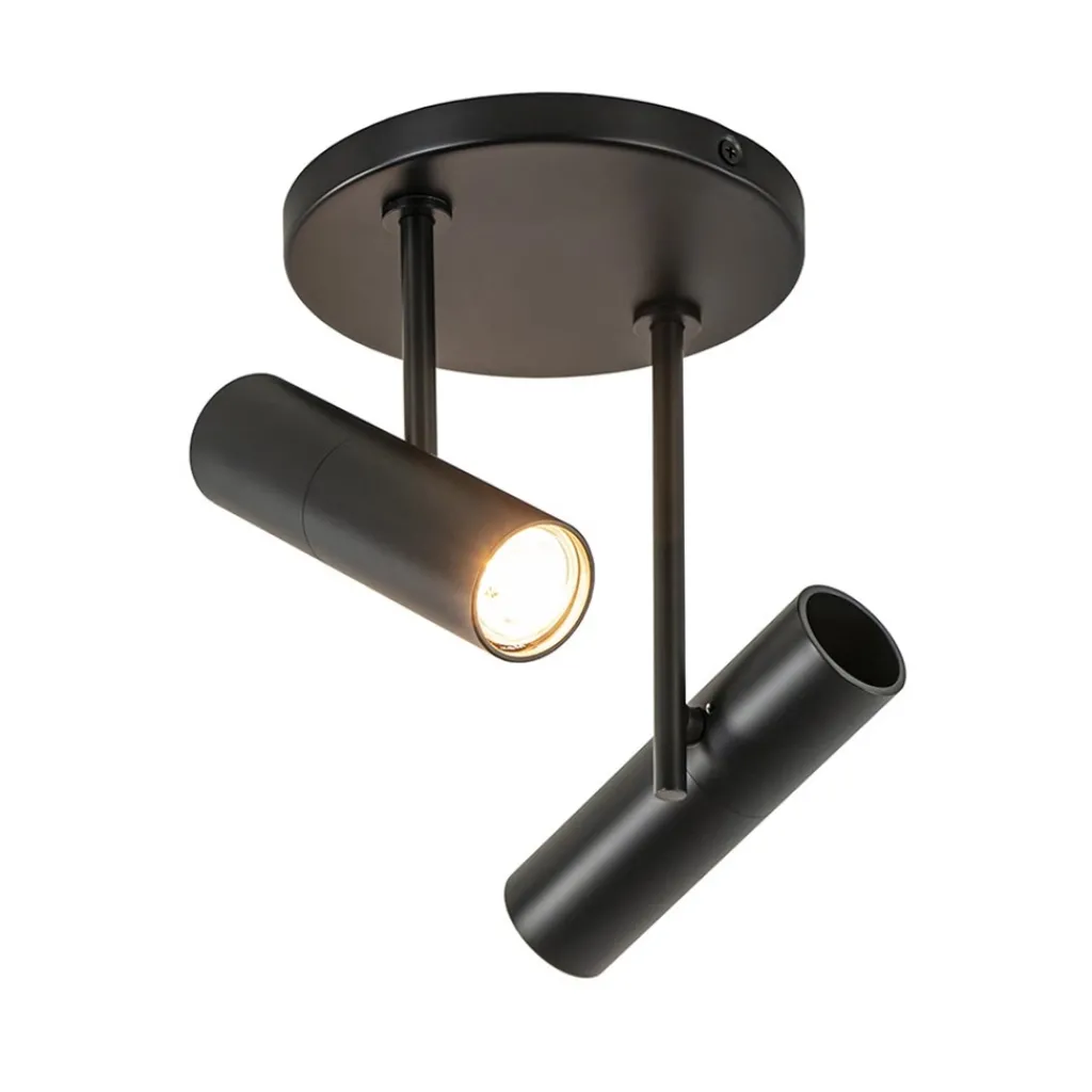 Straluma 2-Lichts ronde opbouwspot met cilinders zwart> Opbouwspots|Woonkamerlampen