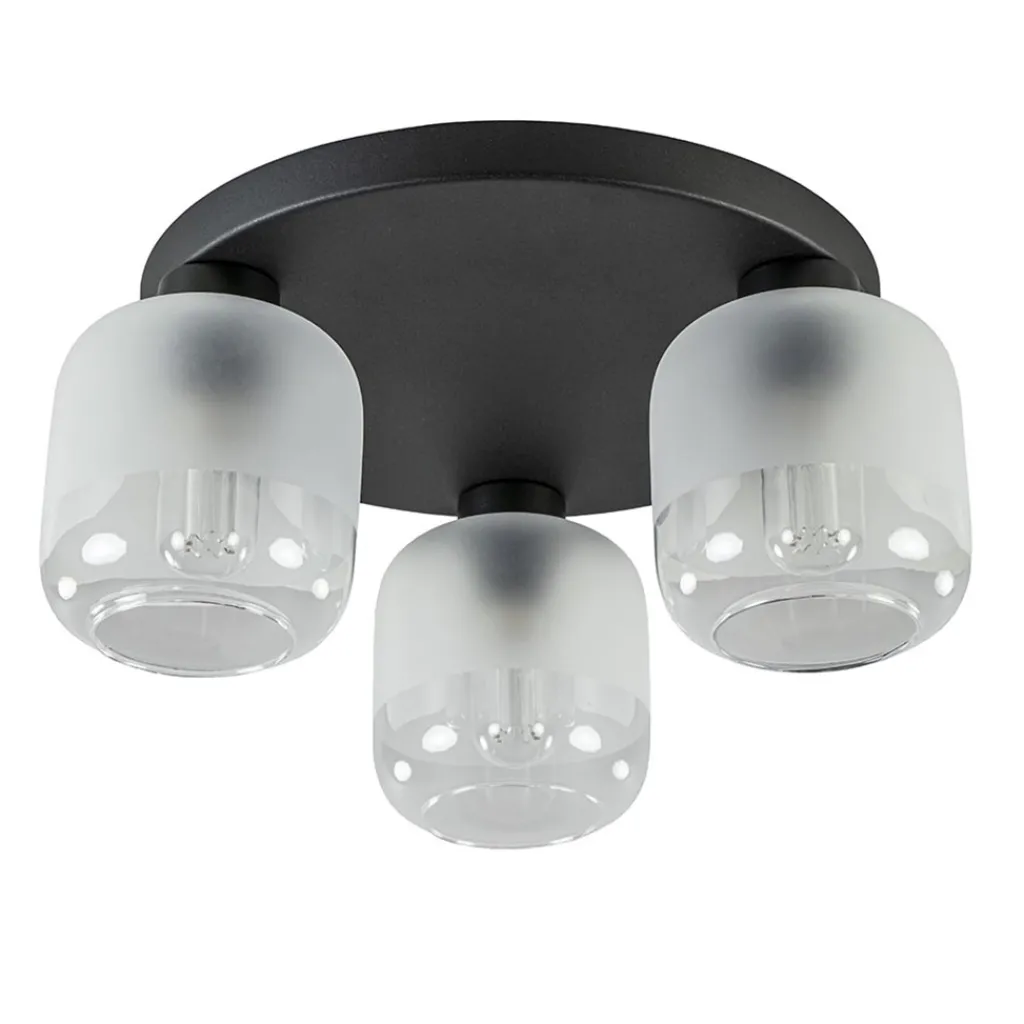 Straluma 3-Lichts ronde plafondlamp zwart met helder/mat glas> Plafondlampen|Scandinavische Verlichting