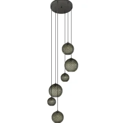 Straluma 6-Lichts vide hanglamp smoke glas met reliëf> Videverlichting|Pendel Lampen