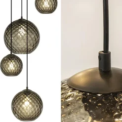 Straluma 6-Lichts vide hanglamp smoke glas met reliëf><noscript><img width=