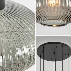 Straluma 6-Lichts vide hanglamp smoke glas met zwarte details><noscript><img width=