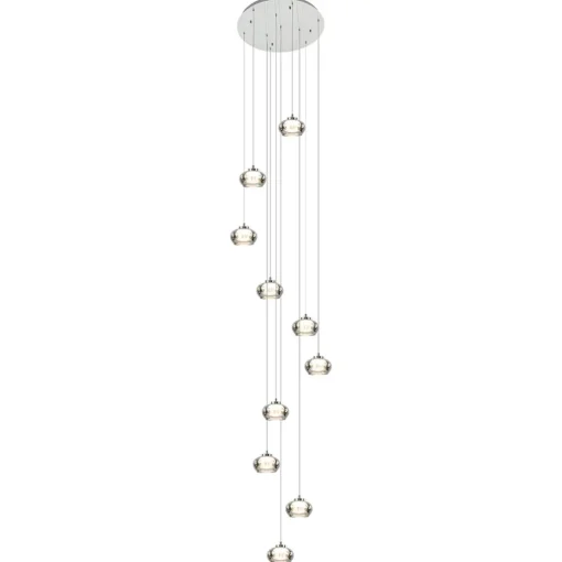 Straluma 10-Lichts videlamp chroom/smoke glas inclusief dimbaar LED> Hanglampen|Videverlichting