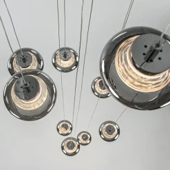 Straluma 10-Lichts videlamp chroom/smoke glas inclusief dimbaar LED></noscript> Hanglampen|Videverlichting