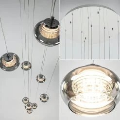 Straluma 10-Lichts videlamp chroom/smoke glas inclusief dimbaar LED></noscript> Hanglampen|Videverlichting