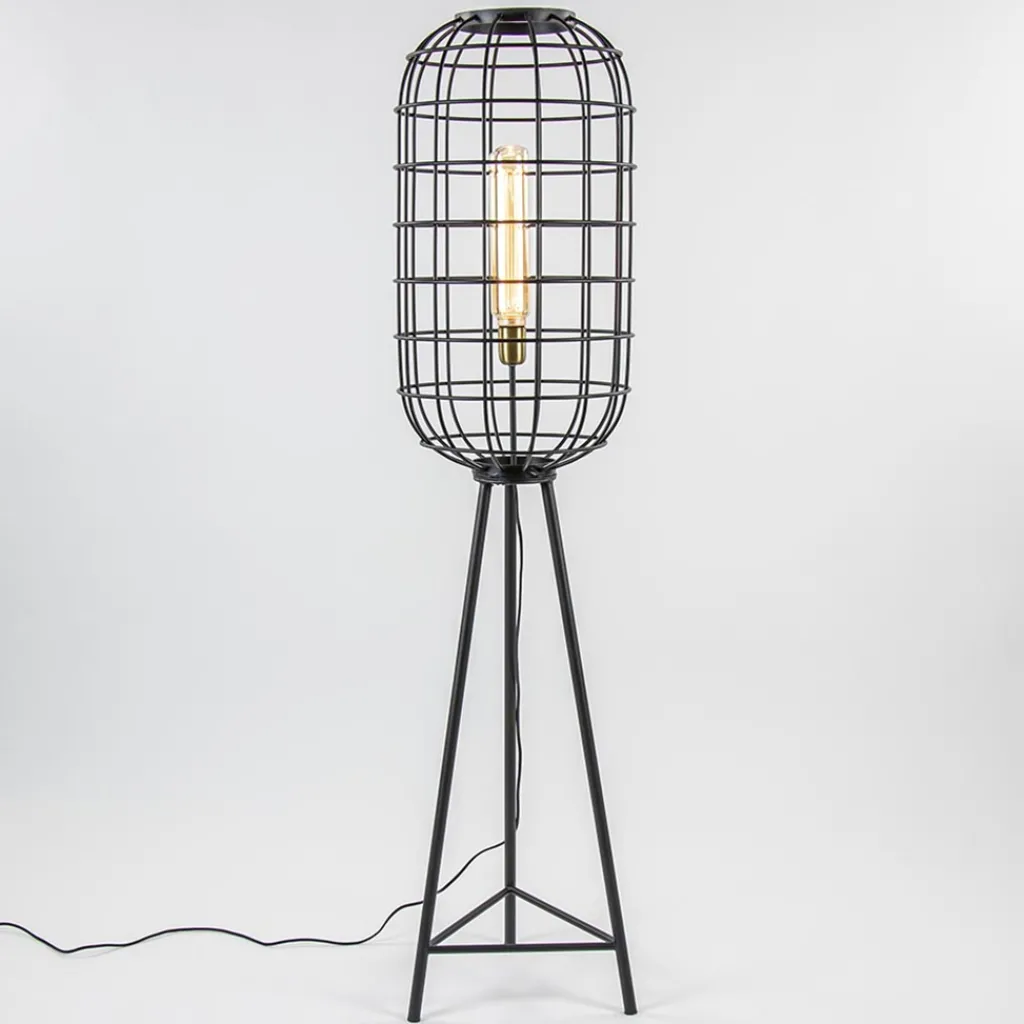 Straluma Light & Living vloerlamp Toah zwart met antiek brons> Vloerlampen|Driepoot lampen