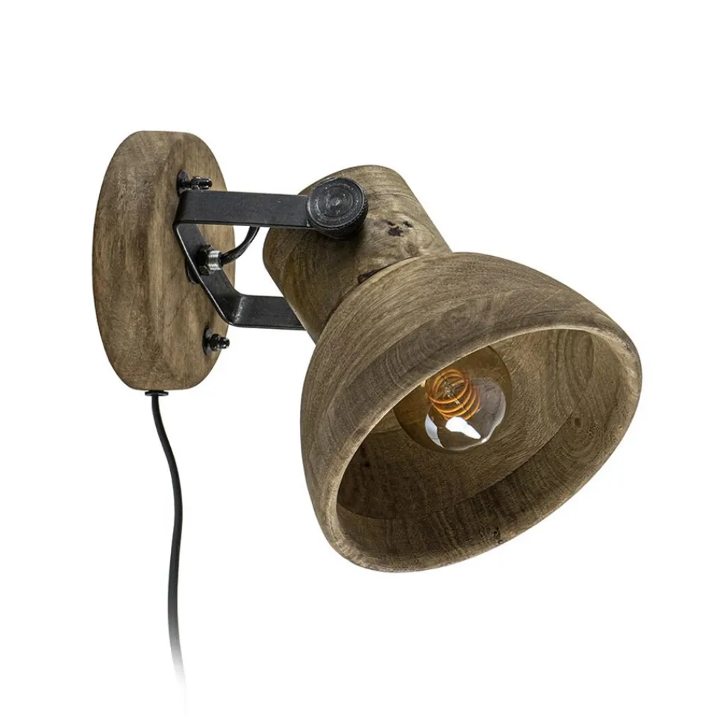 Straluma Light & Living wandlamp Ilanio hout met metaal> Light and Living|Woonkamerlampen