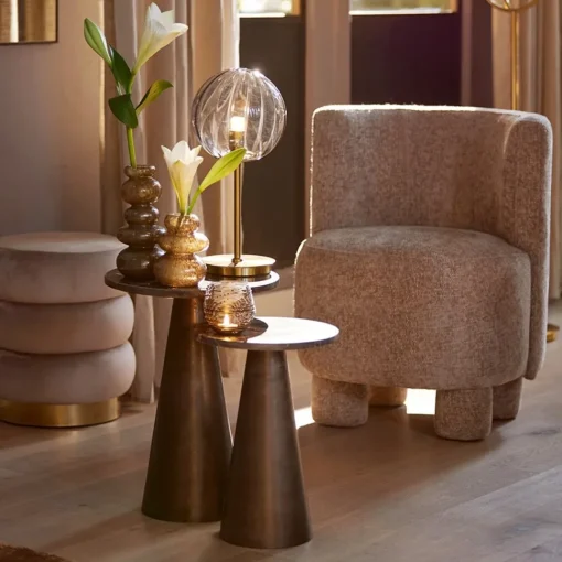 Straluma Light and Living bijzettafel Ynez bruin marmer 36x51 cm> Light and Living|Bijzettafels