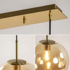 Straluma Light and Living hanglamp Medina 3L goud met amber glas><noscript><img width=