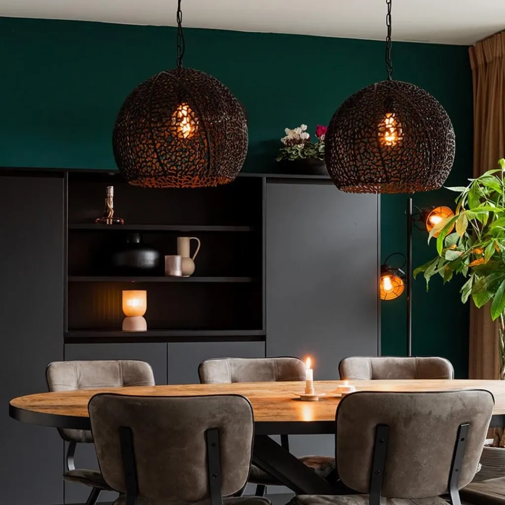 Straluma Light and Living hanglamp Sinula mat zwart 45 cm> Light and Living|Eetkamerverlichting