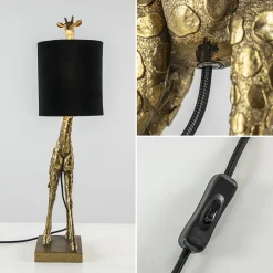 Straluma Light and Living tafellamp Giraffe klein antiek brons/velvet zwart><noscript><img width=