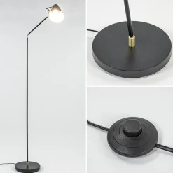 Straluma Light and Living vloerlamp Barre zwart met goud verstelbaar></noscript> Vloerlampen|Leeslampen