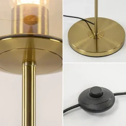 Straluma Light and Living vloerlamp Medina goud met amber glas><noscript><img width=