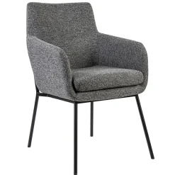 Straluma Luxe armstoel gemeleerde stof met zwarte poot> Eetkamerstoelen