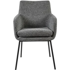 Straluma Luxe armstoel gemeleerde stof met zwarte poot> Eetkamerstoelen