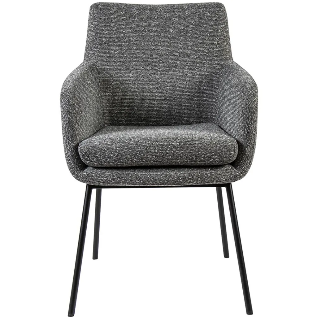 Straluma Luxe armstoel gemeleerde stof met zwarte poot> Eetkamerstoelen