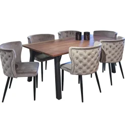 Straluma Luxe eetkamerstoel taupe met zwarte poot></noscript> Eetkamerstoelen