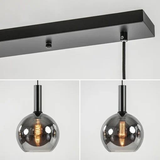 Straluma Luxe 4-lichts eettafelhanglamp met smoke glazen bollen> Eettafellampen|Pendel Lampen