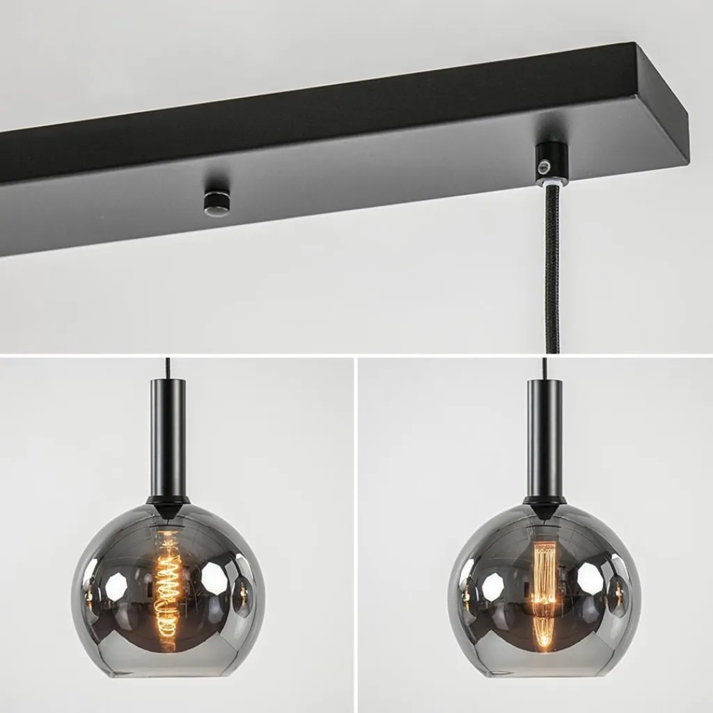Straluma Luxe 4-lichts eettafelhanglamp met smoke glazen bollen> Eettafellampen|Pendel Lampen
