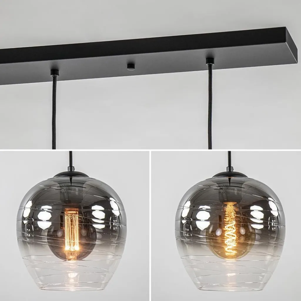 Straluma Luxe 5-lichts eettafelhanglamp smoke glas met verloop> Eettafellampen|Pendel Lampen