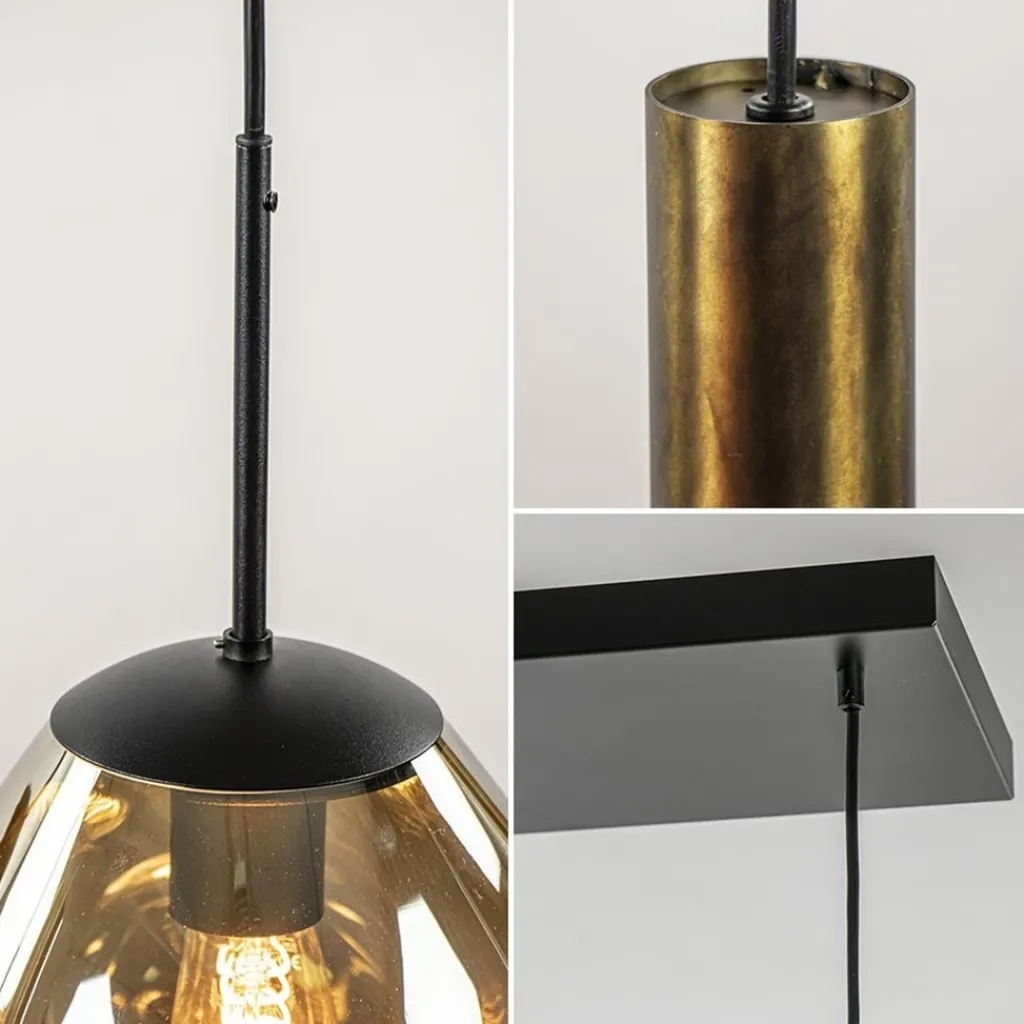 Straluma Luxe 6-lichts hanglamp met goud glas en cilinders> Eettafellampen|Eetkamerverlichting