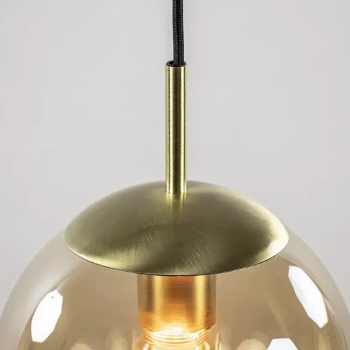 Straluma Luxe 5-lichts videlamp messing met amber glazen bollen> Eettafellampen|Videverlichting