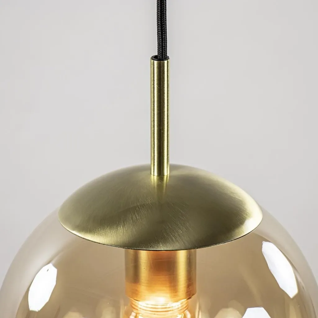 Straluma Luxe 5-lichts videlamp messing met amber glazen bollen> Eettafellampen|Videverlichting