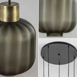 Straluma Luxe 5-lichts videlamp zwart/brass met mat zwart glas><noscript><img width=