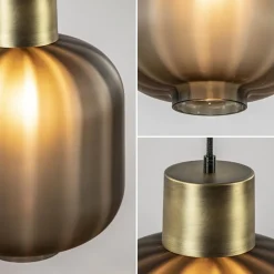 Straluma Luxe 5-lichts videlamp zwart/brass met mat zwart glas><noscript><img width=
