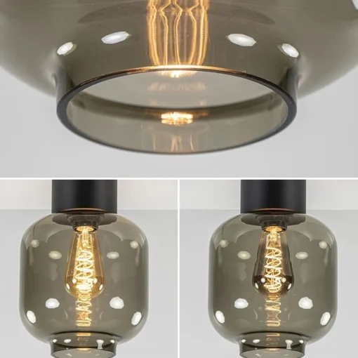 Straluma Luxe plafondlamp met zwart glas> Woonkamerlampen|Slaapkamerlampen