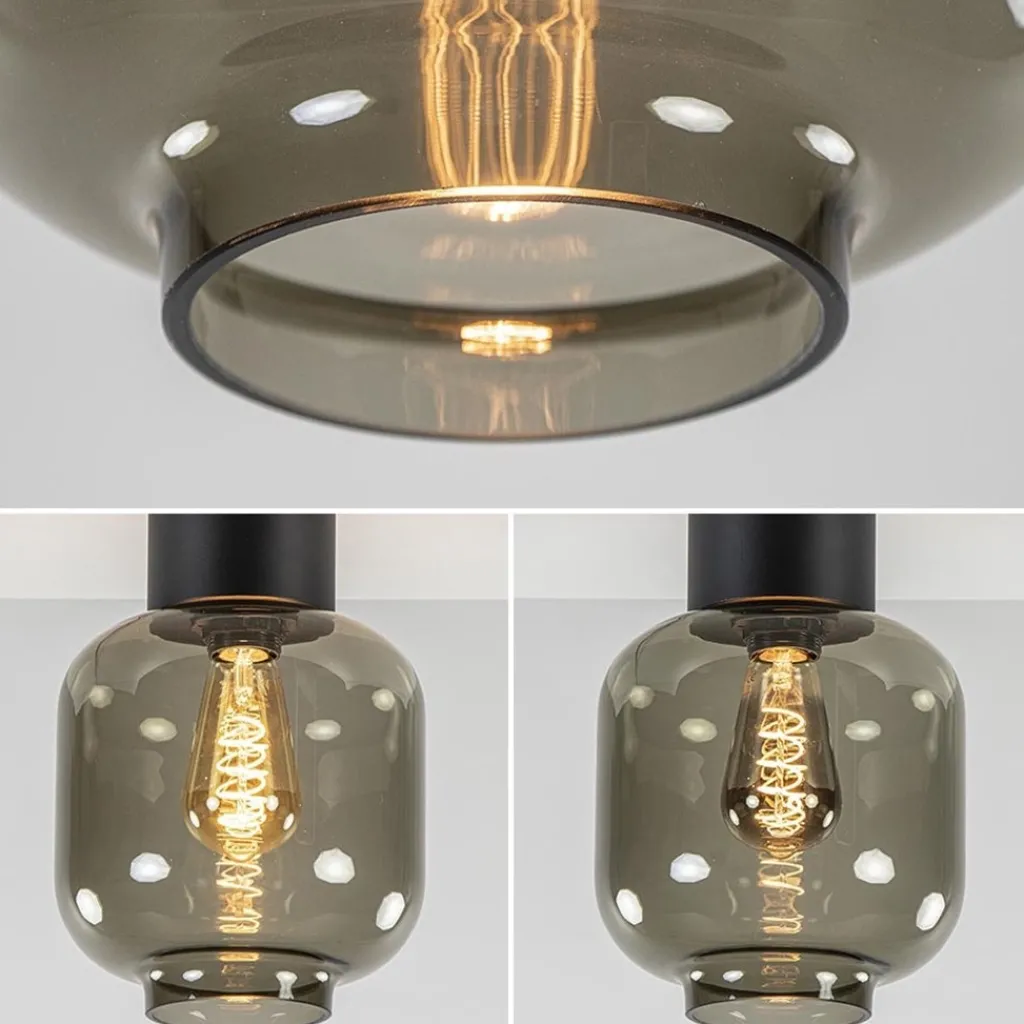 Straluma Luxe plafondlamp met zwart glas> Woonkamerlampen|Slaapkamerlampen