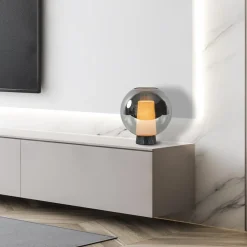 Straluma Luxe tafellamp smoke/titanium glas met zwart marmer><noscript><img width=