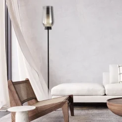 Straluma Luxe vloerlamp zwart marmer met smoke glazen kap><noscript><img width=