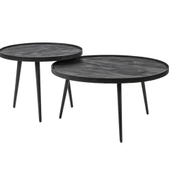 Straluma Mango houten koffietafel set van 2 zwart> Bijzettafels|Salontafels