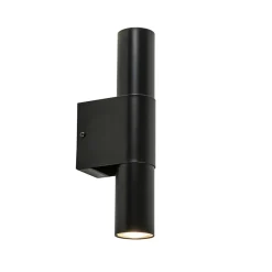 Straluma Mat zwarte cilinder wandlamp up+down> Eetkamerverlichting|Wandlampen