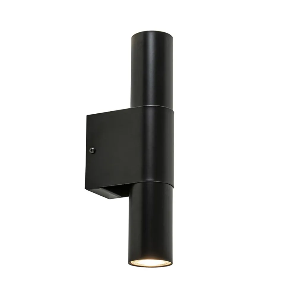 Straluma Mat zwarte cilinder wandlamp up+down> Eetkamerverlichting|Wandlampen