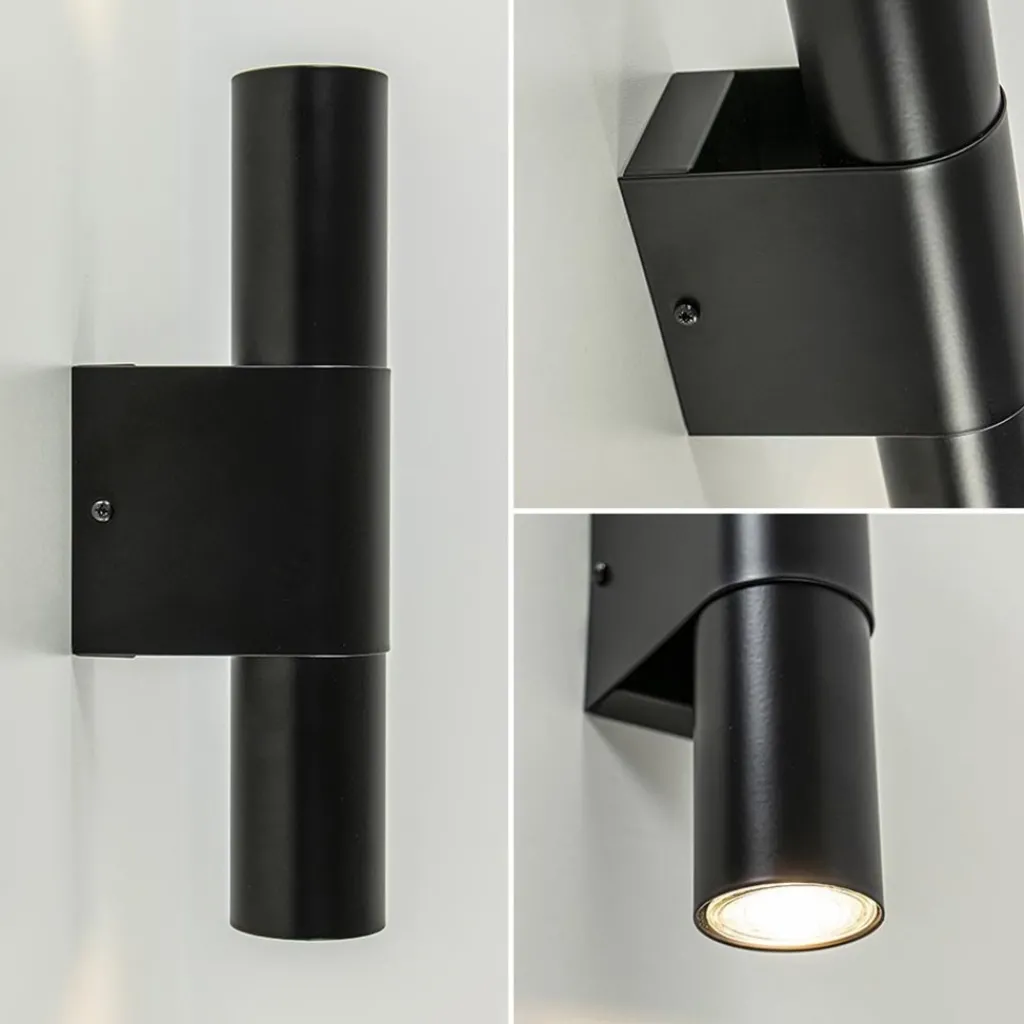 Straluma Mat zwarte cilinder wandlamp up+down> Eetkamerverlichting|Wandlampen