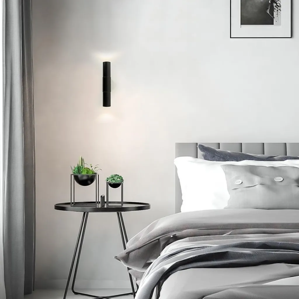 Straluma Mat zwarte cilinder wandlamp up+down> Eetkamerverlichting|Wandlampen