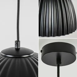 Straluma Mat zwarte hanglamp hoge koepel met relief><noscript><img width=