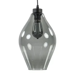 Straluma Mat zwarte hanglamp met smoke glas ruit> Hanglampen|Klassieke Verlichting