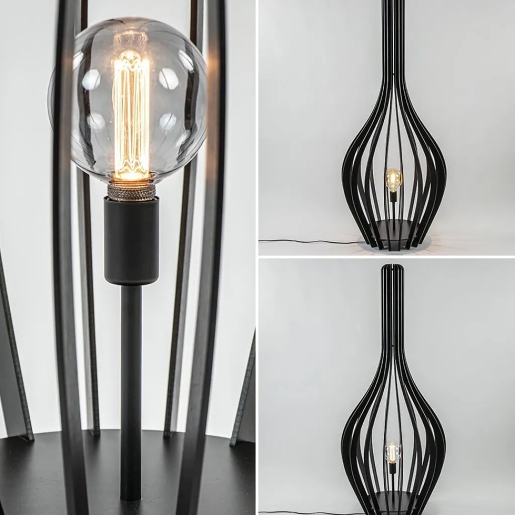 Straluma Mat zwarte houten vloerlamp kegel groot> Vloerlampen|Botanische Verlichting