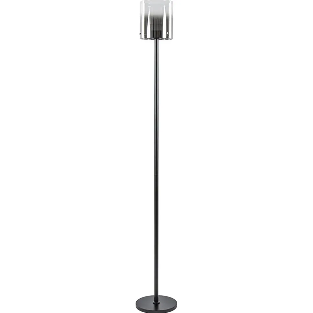 Straluma Mat zwarte LED vloerlamp met glazen kap helder/titanium> Vloerlampen|LED Vloerlampen