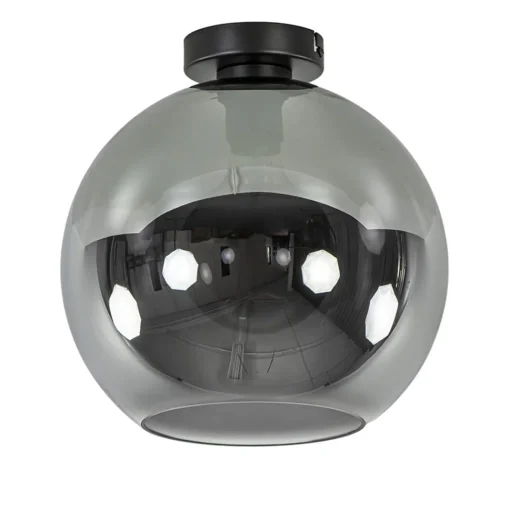Straluma Mat zwarte plafondlamp met smoke glazen bol 30 cm> Woonkamerlampen|Slaapkamerlampen