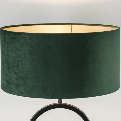Straluma Mat zwarte tafellamp met kap velours groen> Tafellampen|Schemerlampen