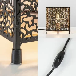 Straluma Mat zwarte tafellamp met goud vierkant><noscript><img width=