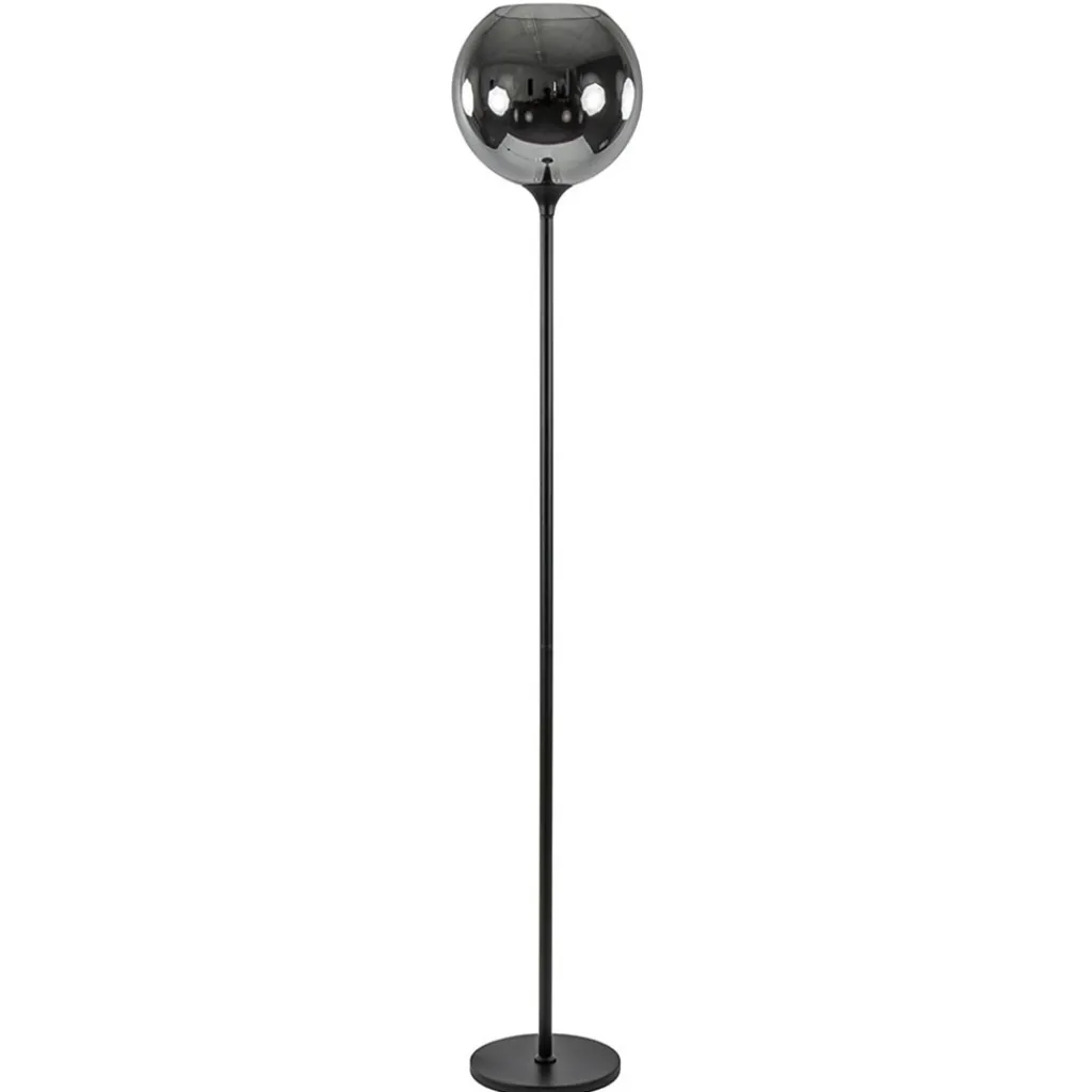 Straluma Mat zwarte vloerlamp met smoke/titanium glazen kap> Woonkamerlampen|Slaapkamerlampen