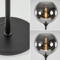 Straluma Mat zwarte vloerlamp met smoke/titanium glazen kap><noscript><img width=